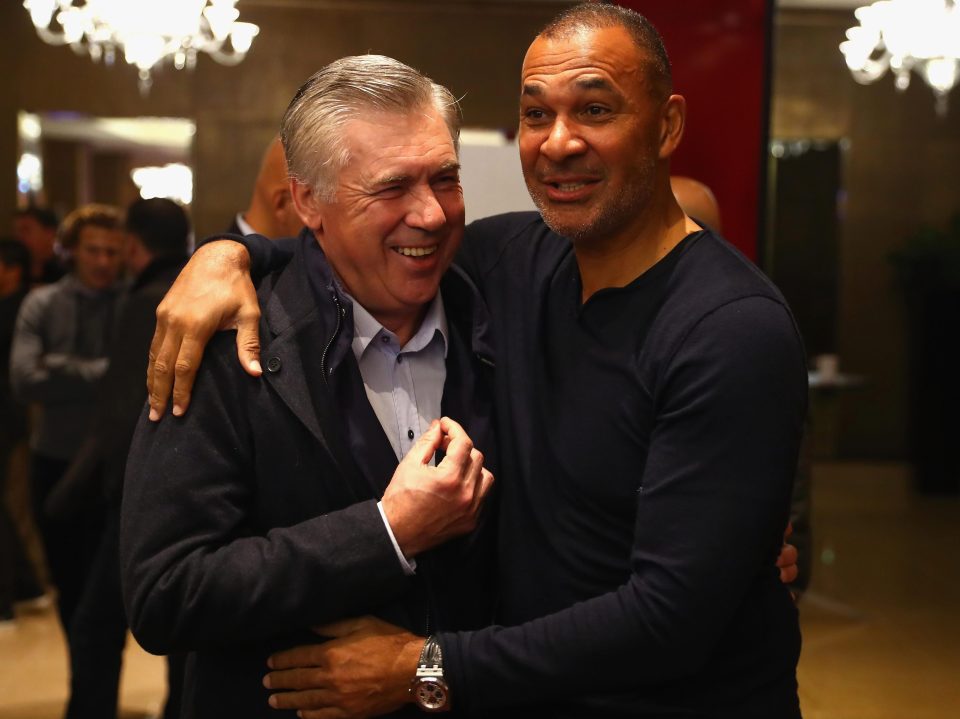  Ancelotti with former AC Milan team-mate Ruud Gullit in London this week