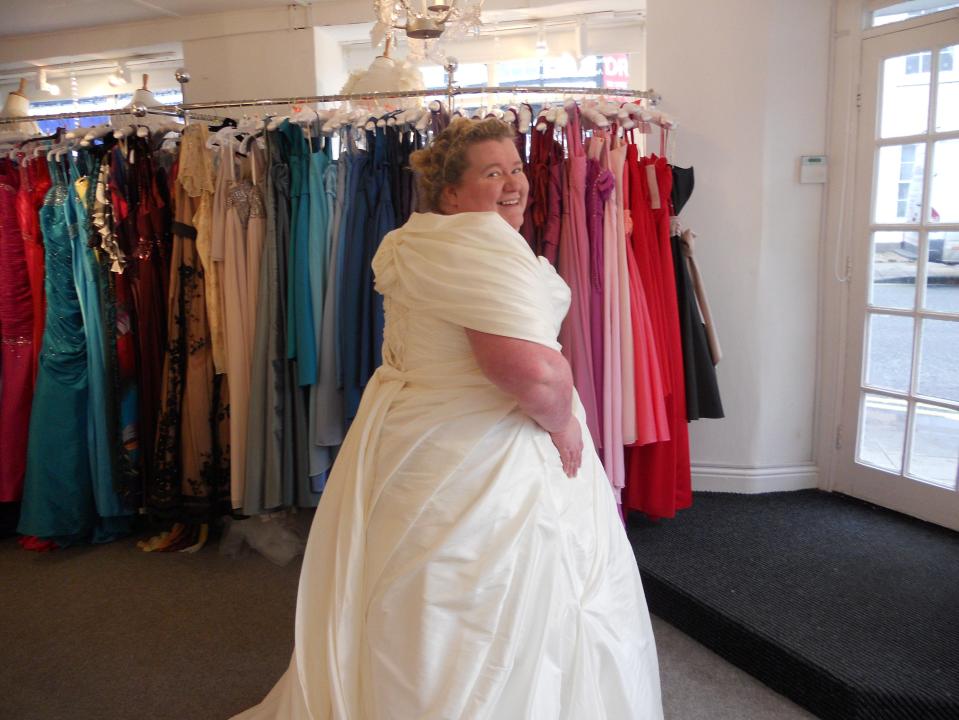  The former receptionist says wedding dress shopping was hard, but her mum always told her she looked stunning