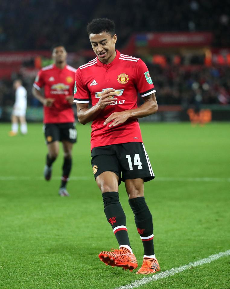  Lingard celebrates with jig against Swansea