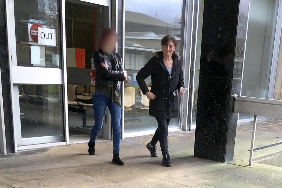  McGlade walking out of Kirklees Magistrates’ Court. She was fined £80 for not revealing a change in her circumstances