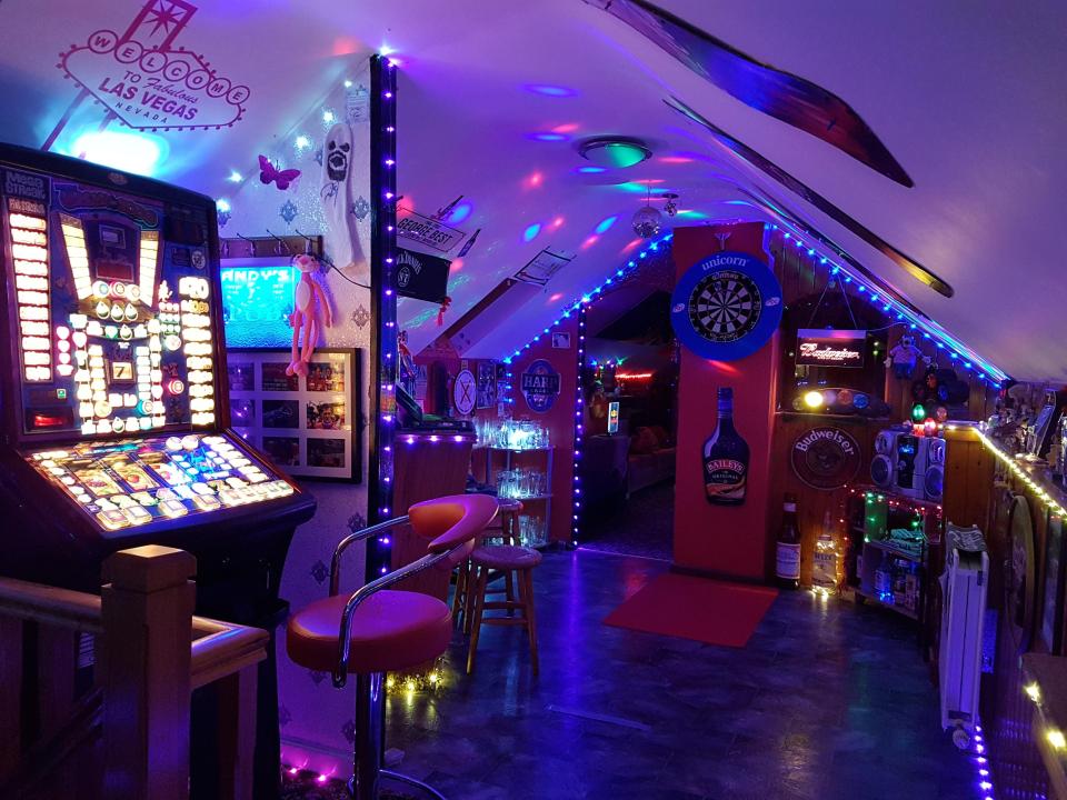  High roller Andy Blair, of Northern Ireland, has spent years collecting memorabilia from Vegas to transform his man cave into a gambler's paradise