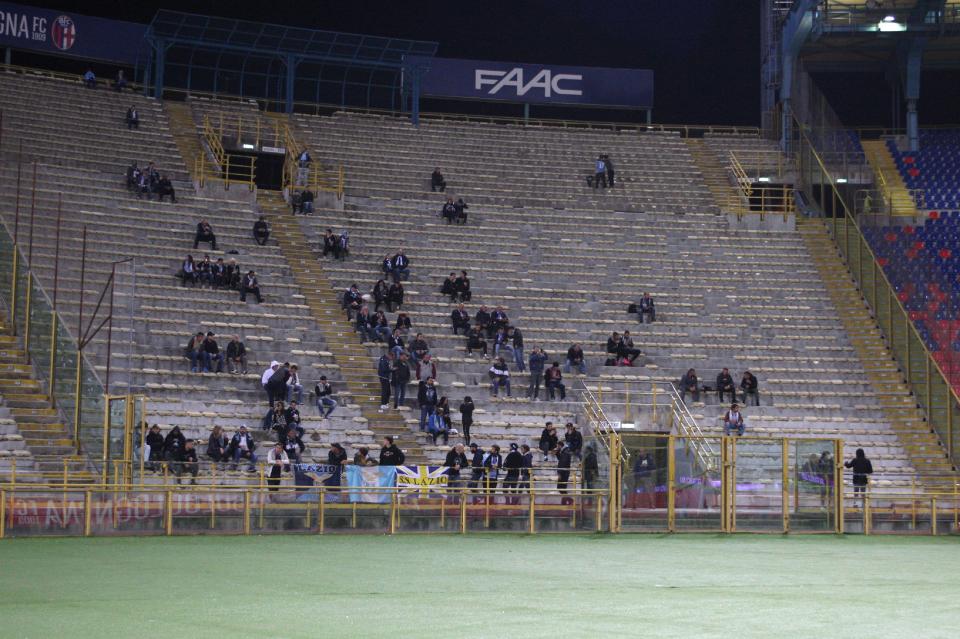  Few Lazio fans turned up for the pre-match show of solidarity, sparking claimns there was a boycott