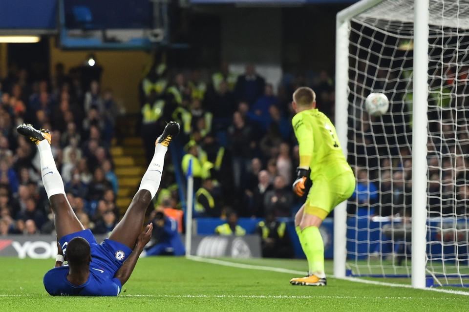  Antonio Rudiger scored his first Chelsea goal after he headed the Blues in front at Stamford Bridge