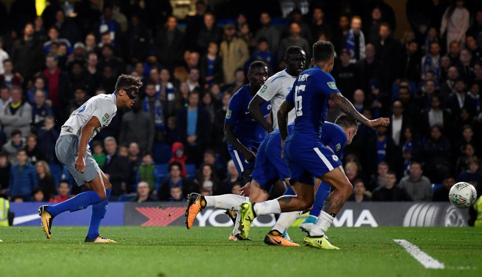  Young striker Dominic Calvert-Lewin pulled a goal back for the Toffees deep into added time