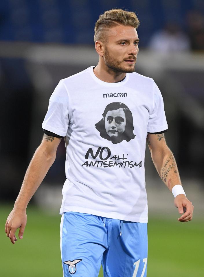  Ciro Immobile dons Anne Frank shirt as show of solidarity in midweek clash