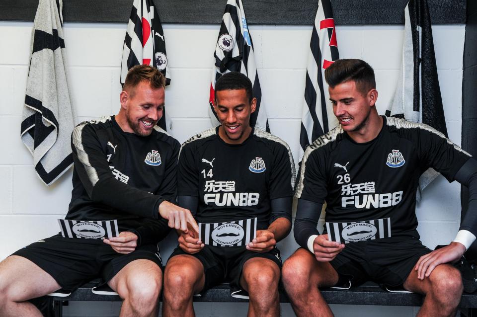  Rob Elliot, Isaac Hayden and Karl Darlow enjoy a Movember Q&A