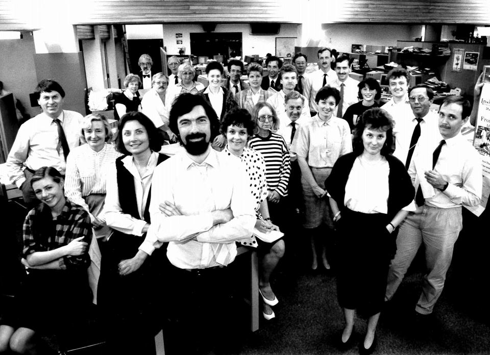  A group shot of the Cambridge News office in the early 80s - many of the reporters were around in the 60s but have no recollection of the mysterious episode