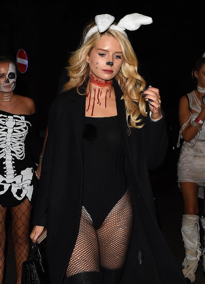  Lottie Moss dressed up as a bloodied bunny for a Halloween party in London