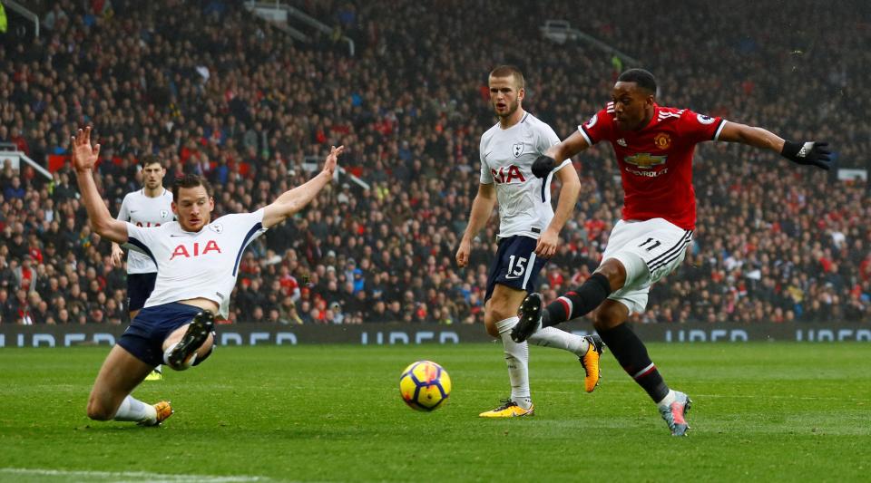  Anthony Martial scored a late winner for Man United against Spurs