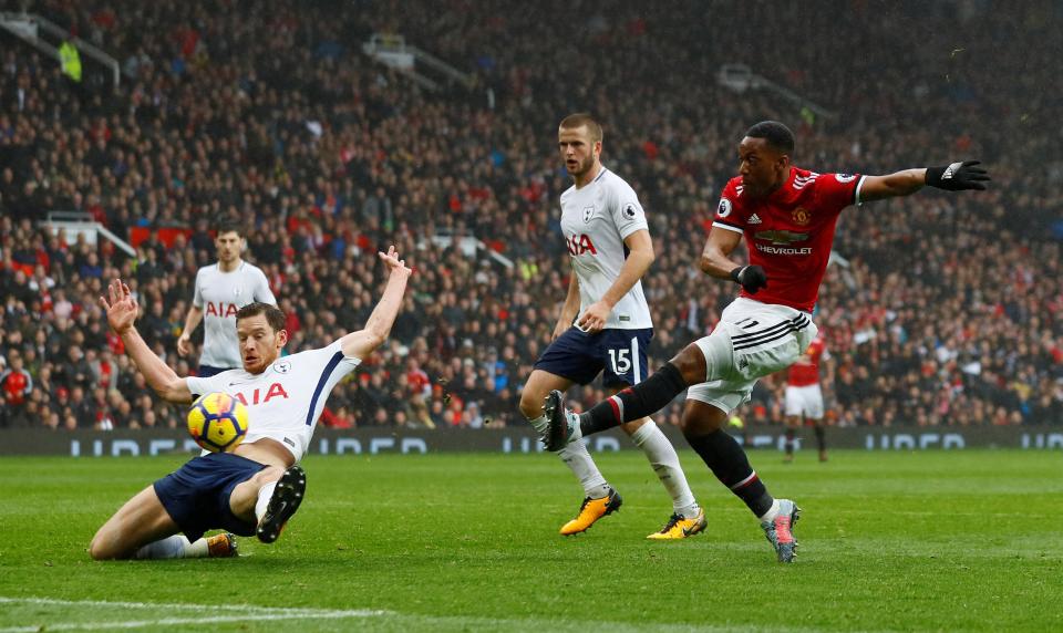  Anthony Martial scored late from the bench to down Tottenham