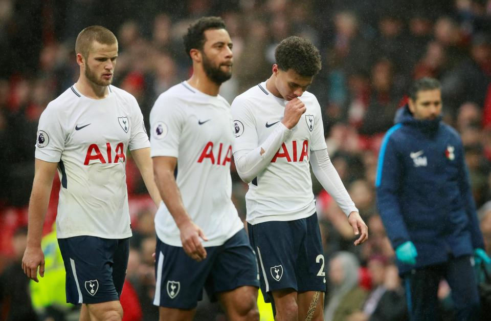  Tottenham slumped to a 1-0 defeat at Man United on Saturday afternoon