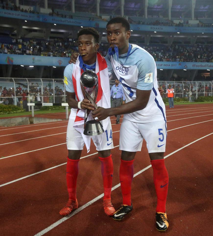  Callum Hudson-Odoi and Marc Guehi celebrate their triumph