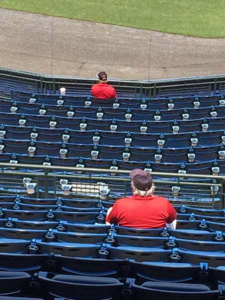  A spectator at this stadium has the eerie experience of watching himself - or so it seems