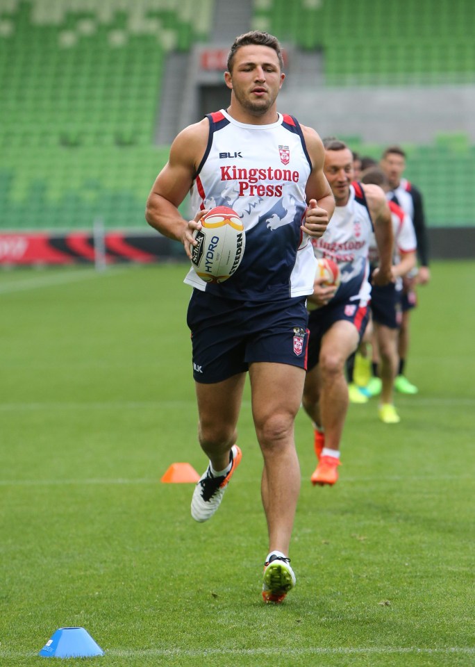 Sam Burgess warms up for a massive opening challenge for England - against Australia