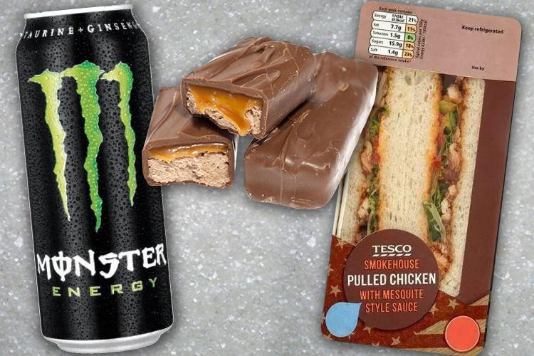  Tesco’s smokehouse pulled chicken with a Mars Duo and a Monster Energy drink has 30 teaspoons of sugar