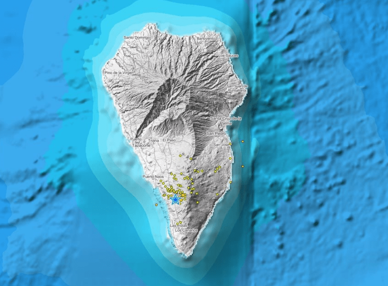 Volcanic activity surrounding the Cumbre Vieja volcano on La Palma between Oct 9th and 14th