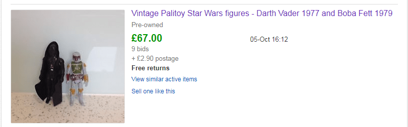  These two Darth Vader and Boba Fett figures have just sold for a combined £67