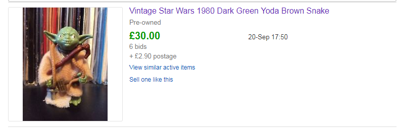  This Yoda figure from 1980 just sold for £30 on eBay - unboxed