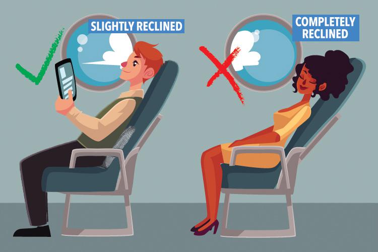  The best seat position for snoozing in economy is only 'slightly reclined' as it gives more support to your lower back