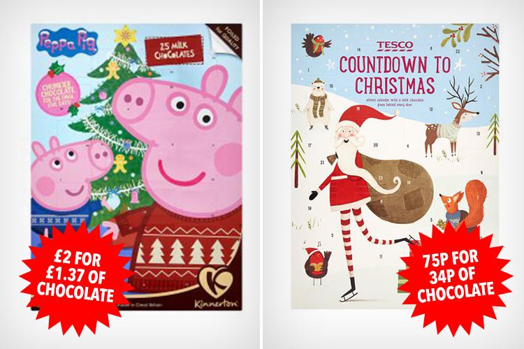  The Peppa Pig calendars and other Kinnerton offers are better value than most, including Tesco's own calendar