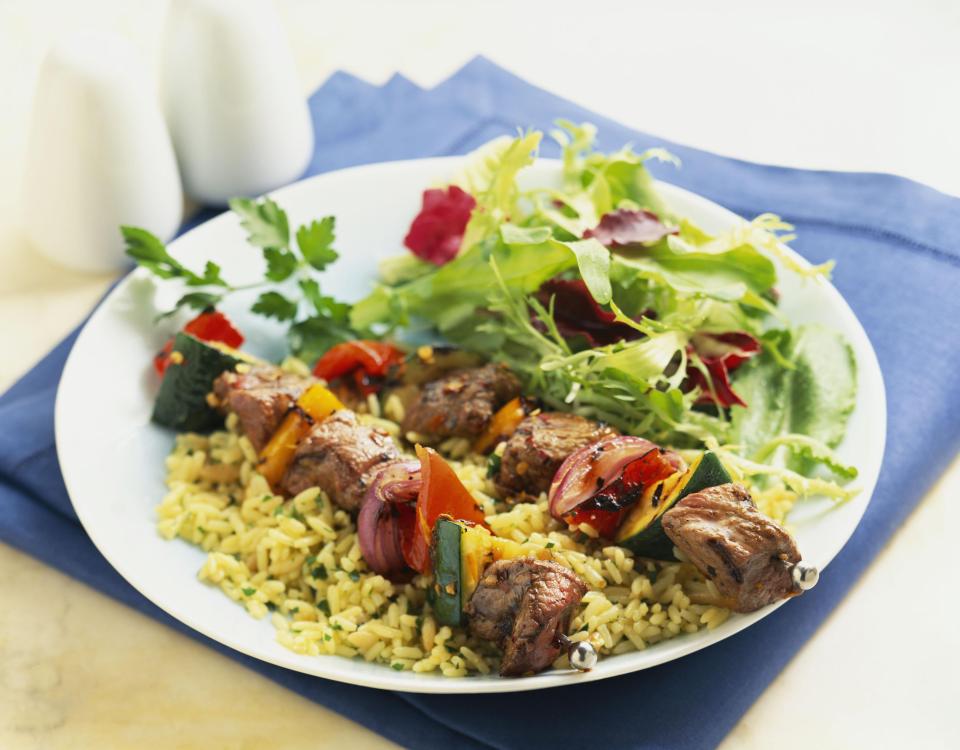  These scrumptious lamb kebabs are around 500 calories