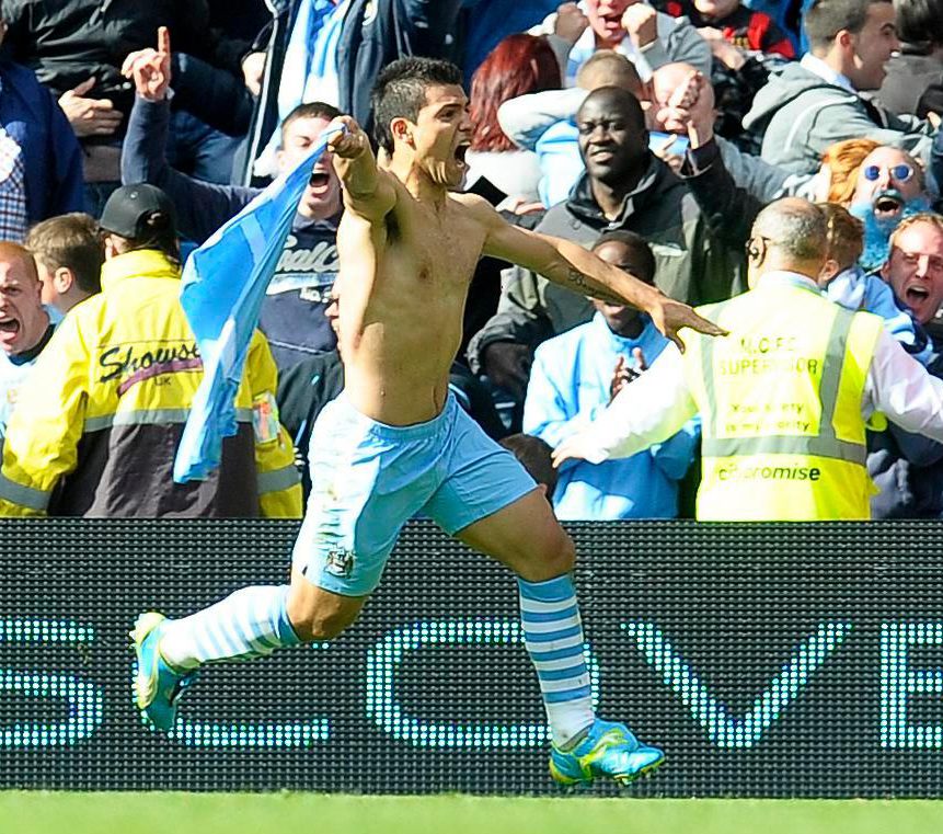  Aguero's most famous goal came as he helped City win their first title in 44 years on the final day against QPR