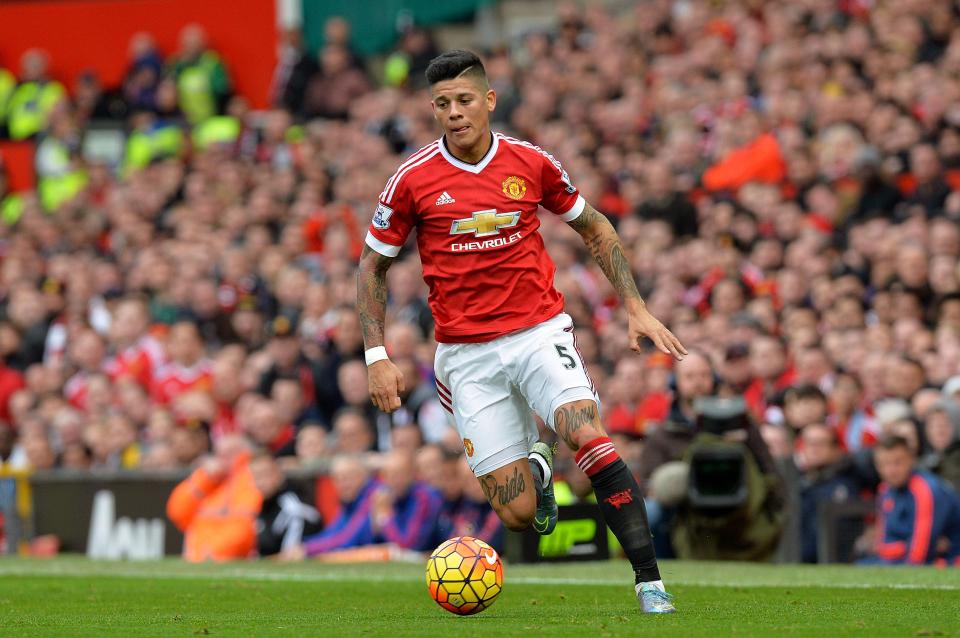  Marcus Rojo was left with a bandaged head in the first half of the Derby game