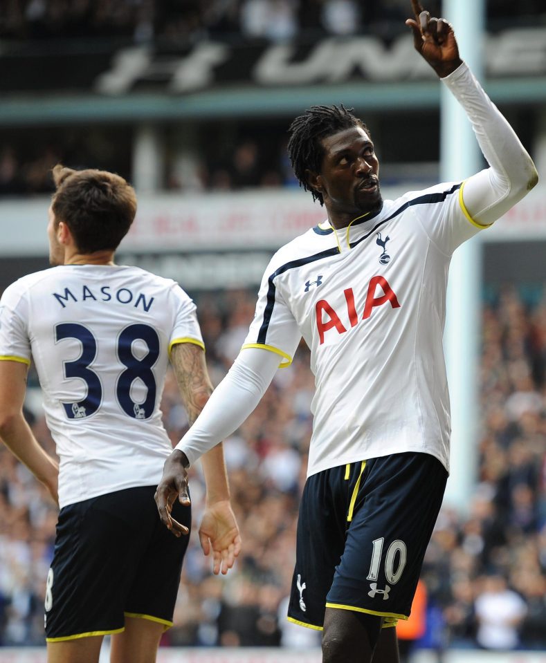  Rangy Emmanuel Adebayor hit 18 goals in his three years with Tottenham