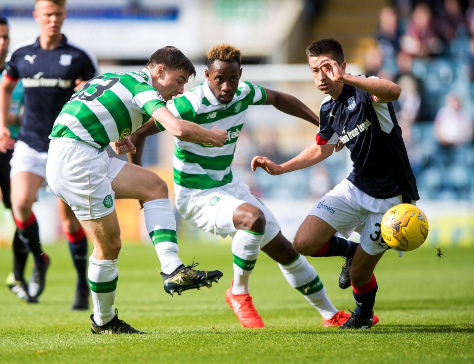  The two youngsters in action against Dundee's Cammy Kerr