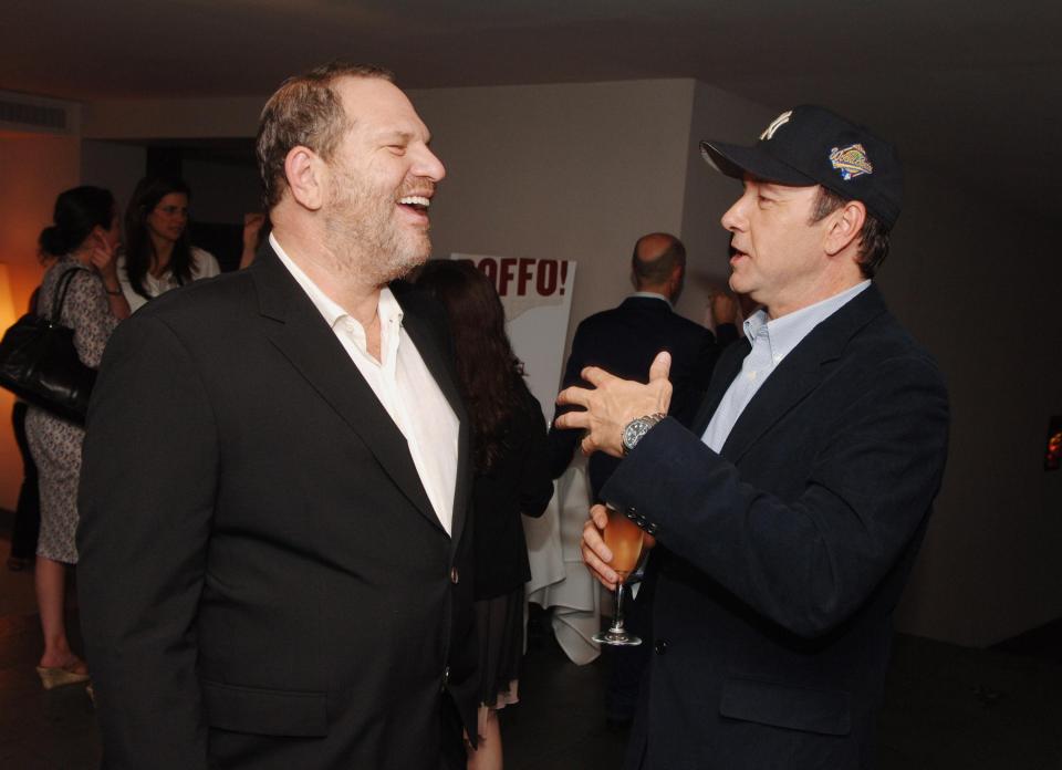  Kevin Spacey, pictured right, with Hollywood mogul Harvey Weinstein who has had a number sexual abuse allegations made against him