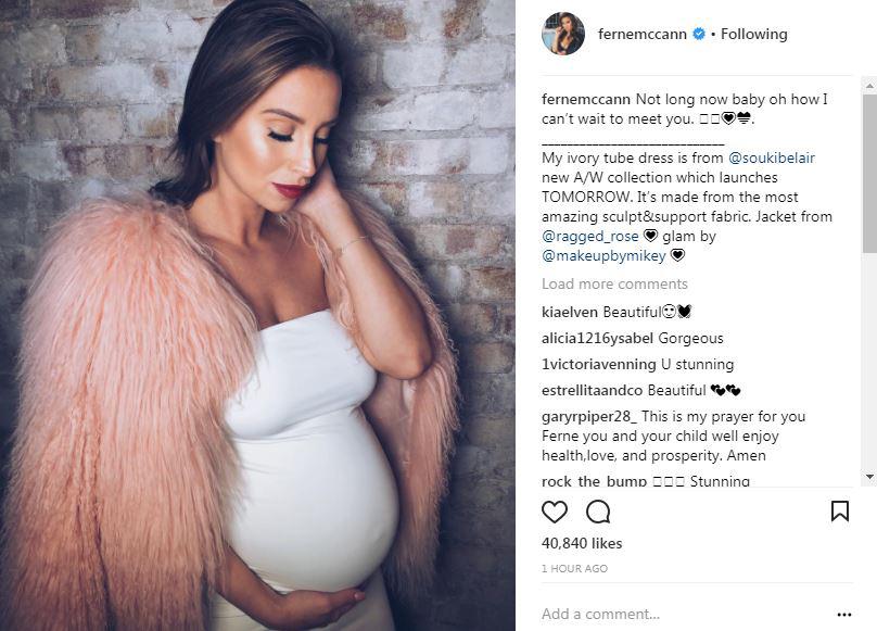 Ferne’s Instagram post in late October shortly before the baby’s birth