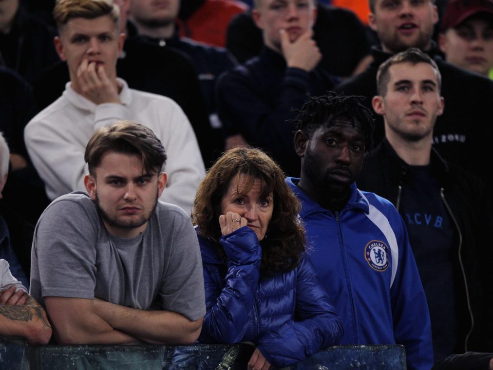  Chelsea fans could barely believe what they were seeing as the Blues collapsed in Italy