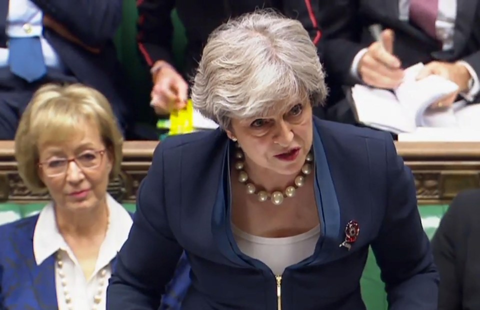 Theresa May speaking at PMQs in the House of Commons