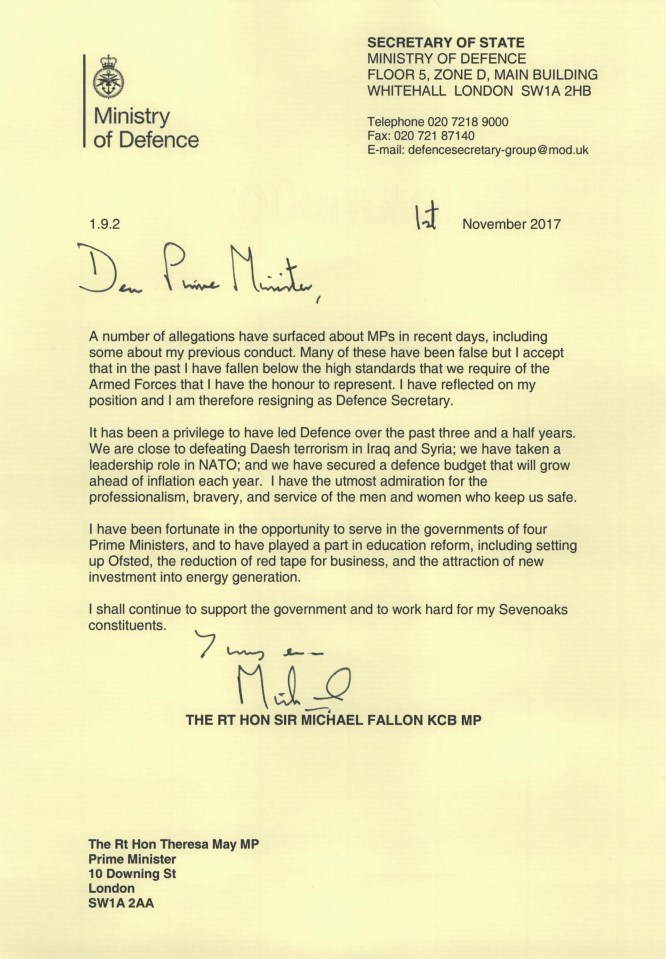 His resignation letter said his past behaviour had ‘fallen below the high standards’ he asked of troops he presided over