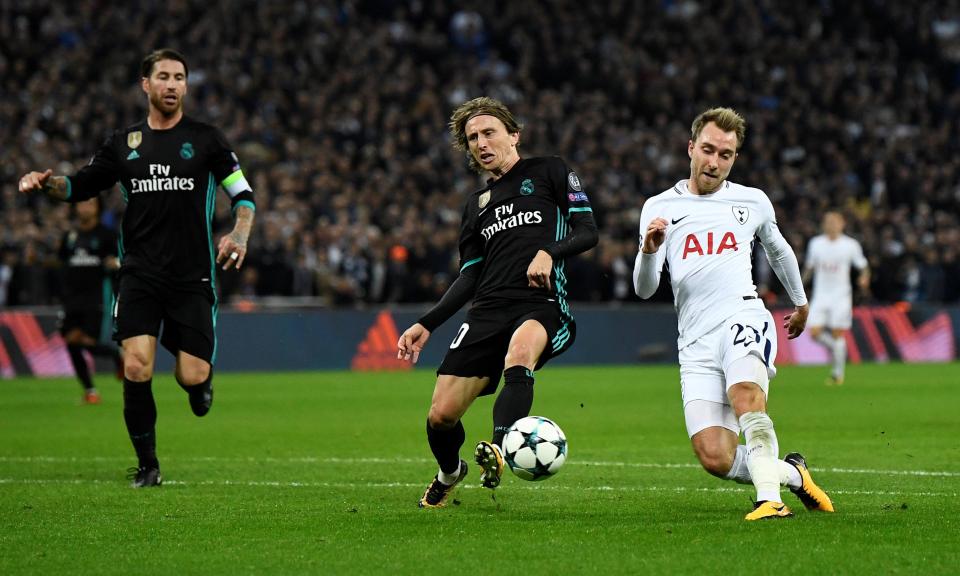  Christian Eriksen makes it a sublime three goals for Tottenham against Real Madrid