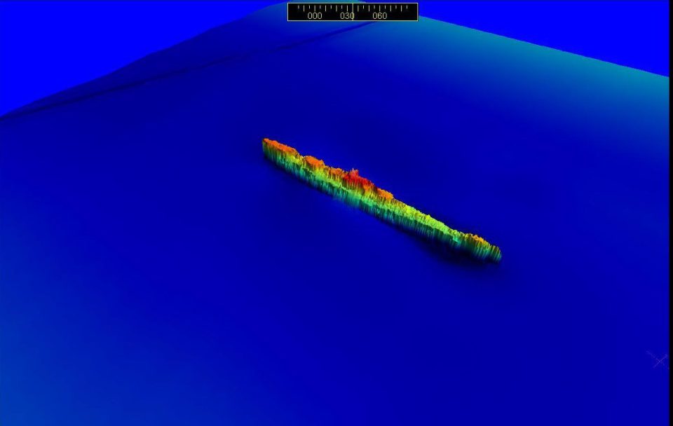  Another radar view of the vessel lying on the ocean floor