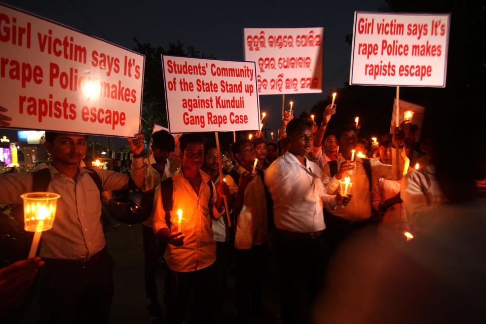  Protesters demand justice for a girl raped in Bhubaneswar last month.