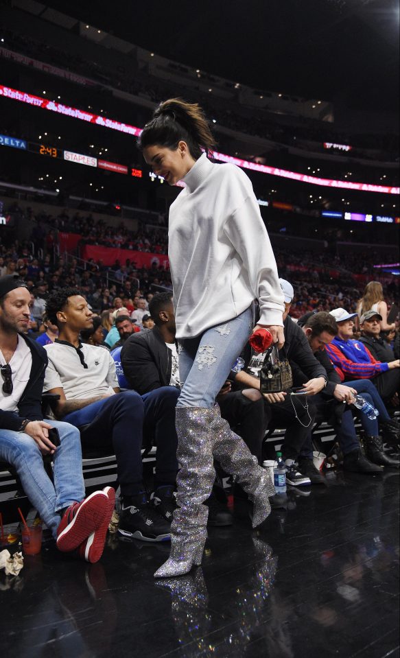  Kendall Jenner rocked some pretty expensive boots to a basketball game in LA over the weekend