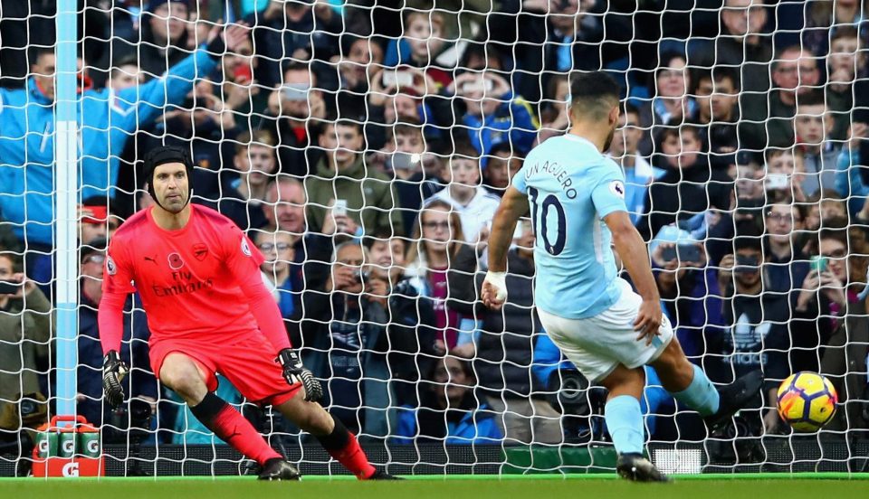  Sergio Aguero netted the penalty to give Manchester City a 2-0 lead