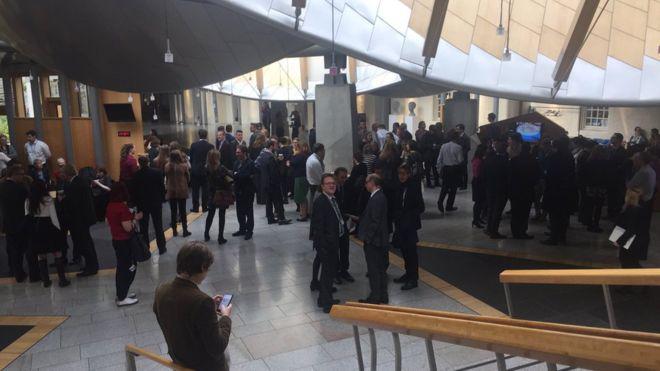  Tory floor in Holyrood was evacuated after three MSPs received envelopes containing white powder. Only one was opened