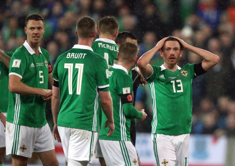  Corry Evans reacts after Northern Ireland fall behind in the second half