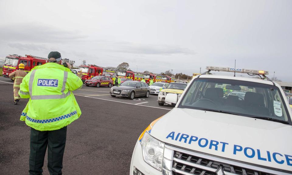  Emergency services raced to the stricken plane this afternoon