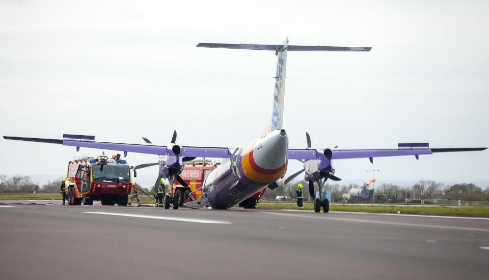  Emergency crews rushed out to the aircraft after it crash landed at Belfast airport