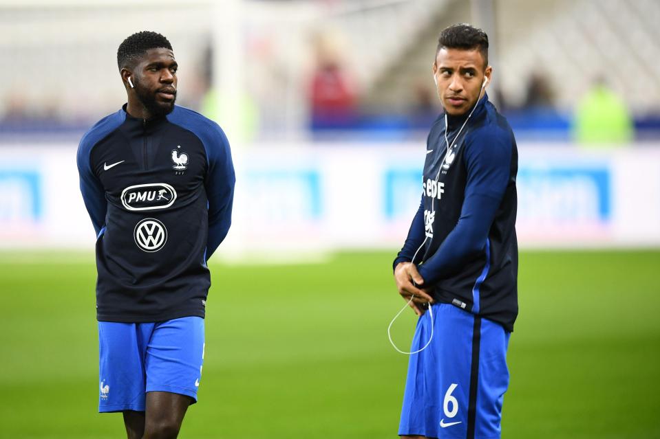  The 23-year-old during a warm up session with the Corentin Tolisso