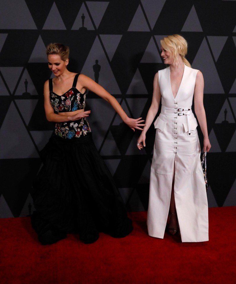 Jennifer wore Alexander McQueen and Emma wore Louis Vuitton to Saturday’s Governors Awards