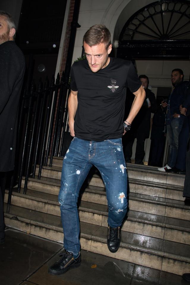  Jamie Vardy donned some interesting jeans for the occasion