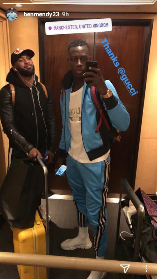  Manchester City left-back Benjamin Mendy proudly showed off his Gucci items of clothing