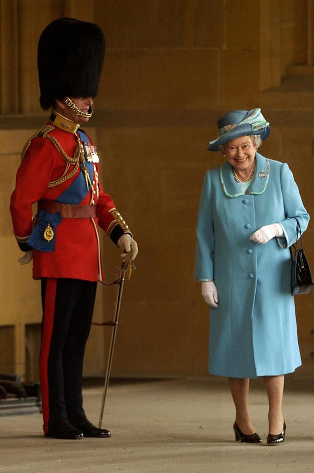  Queen Elizabeth made a rare public show of the humour that forms such a vital part of her 70-year marriage to Philip when she giggled at the sight of him in full dress uniform in 2005