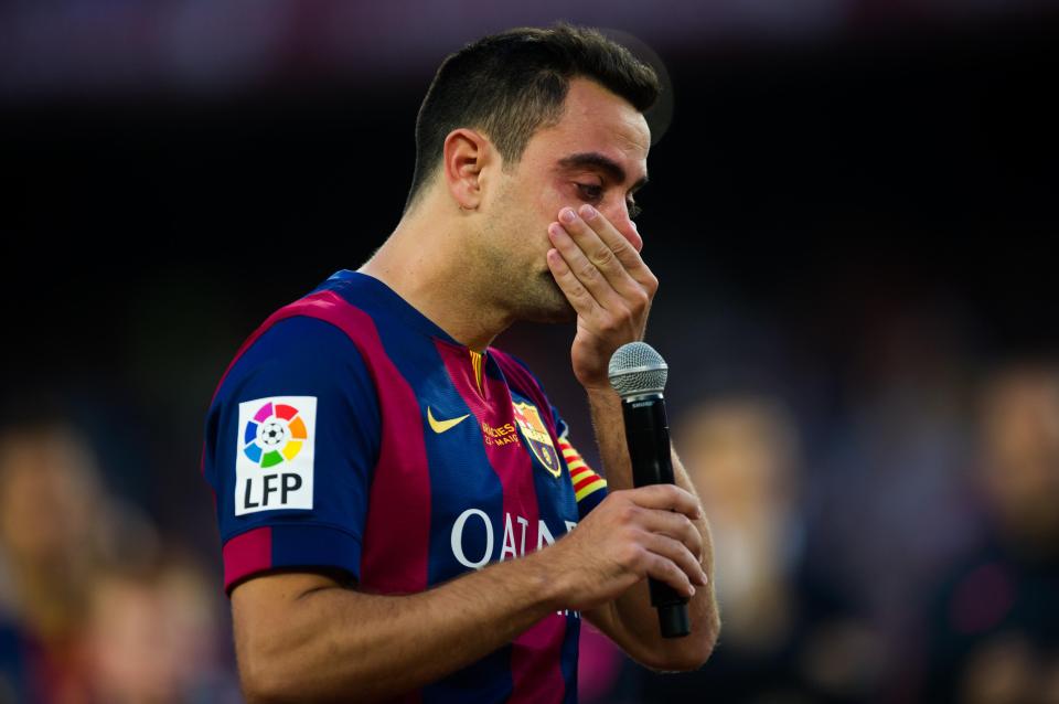  Xavi sobbed as he addressed the Nou Camp after his last home game for Barca