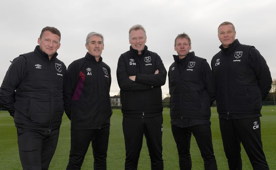  Moyes and his new backroom team at West Ham are preparing to face Watford on Sunday, the Scots 500th Prem game as a manager